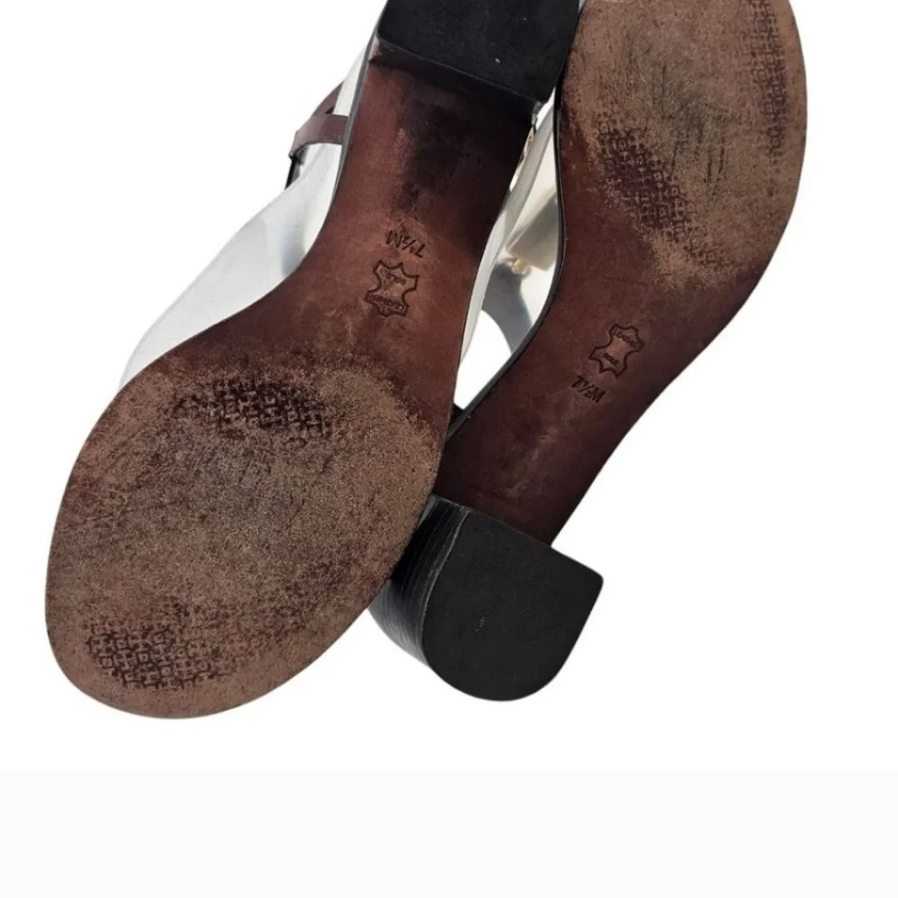 Tory Burch Womens 7.5 Leather Strappy Padlock Sandals - Picture 9 of 9